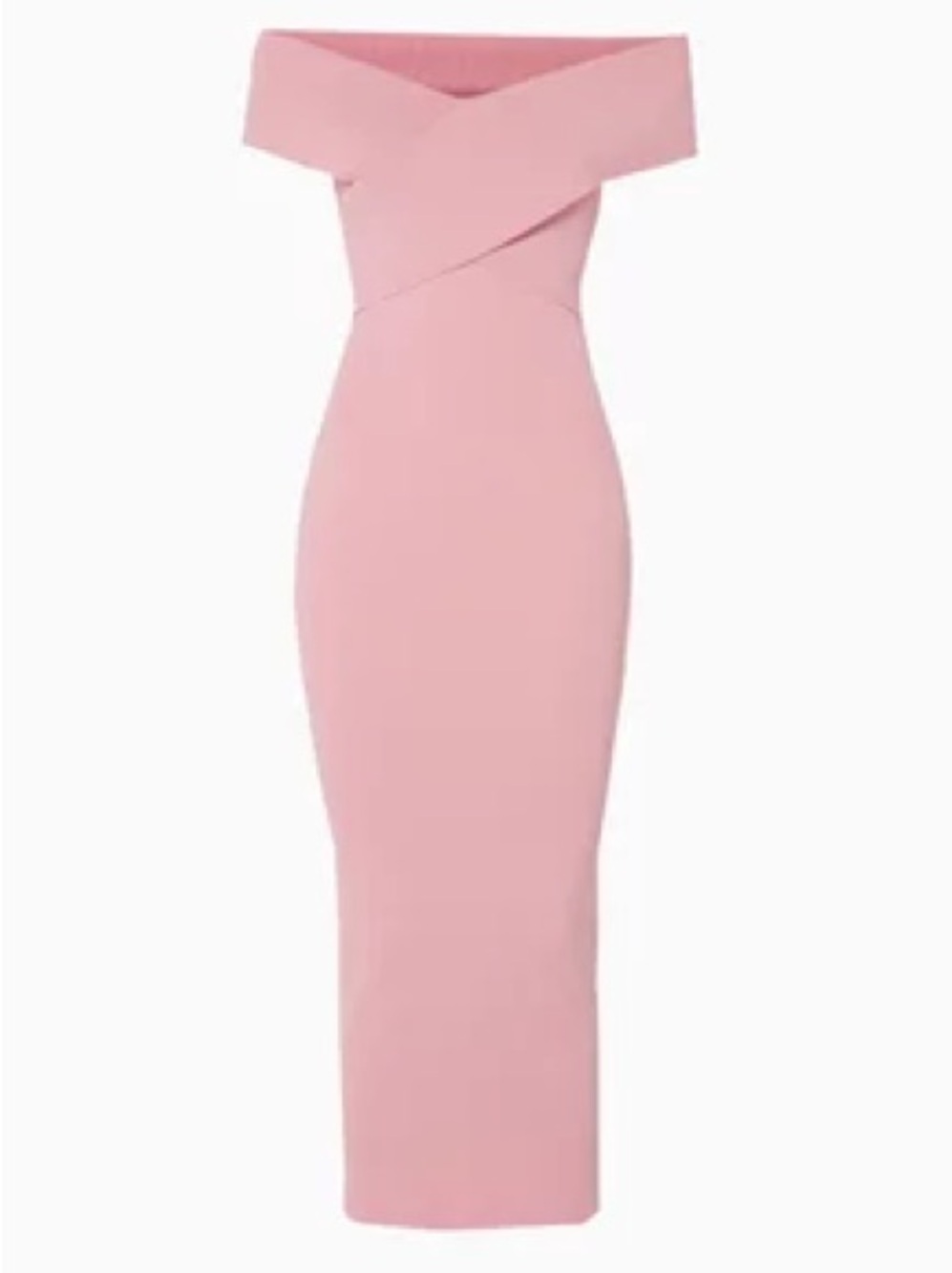 Archival Off-Shoulder Pink Bodycon Midi Dress by Solace London